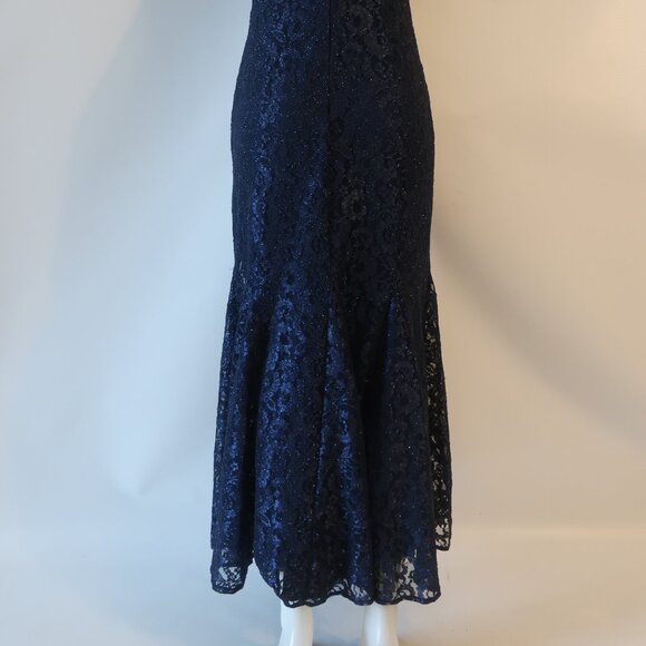 NWT Women R&M Richards Blue Lace Off the Shoulder Shimmer Mermaid Gown Dress 10P - Picture 13 of 14